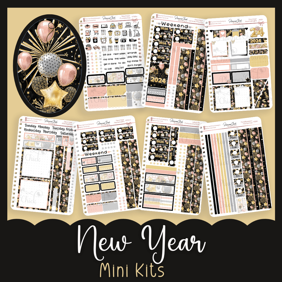 January New Year's Eve '24 - POCKET Mini Weekly Kit Planner stickers – Jump  To It Designs