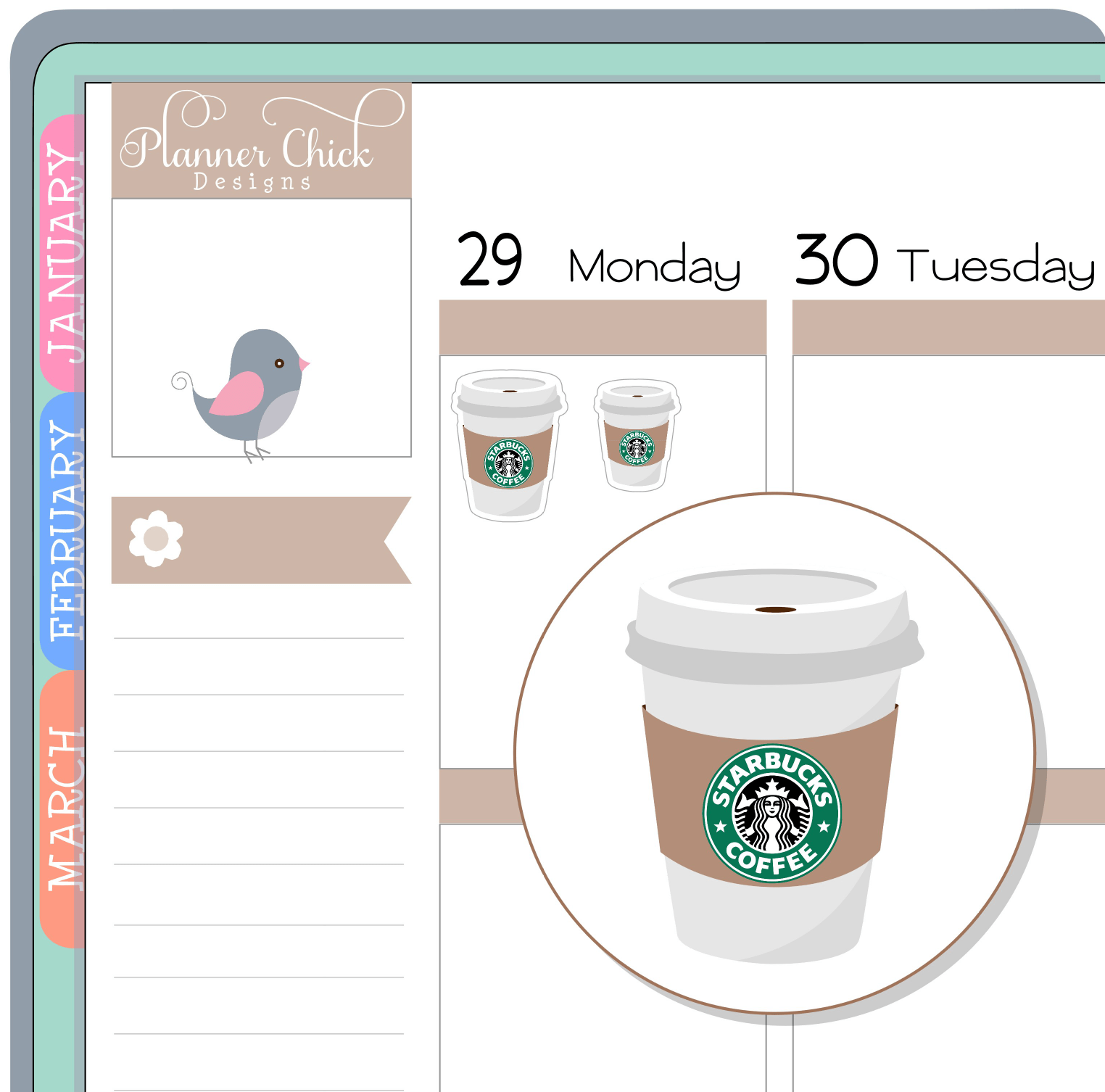 Free Printable Fall Starbucks Cups Planner Stickers - Lovely Planner