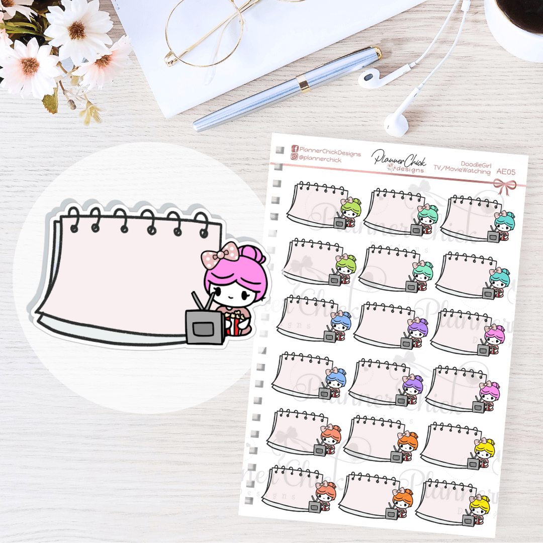 Doodle Girl ~ TV Movie Netflix Planner Stickers