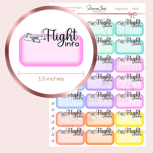 Flight Info Planner Stickers