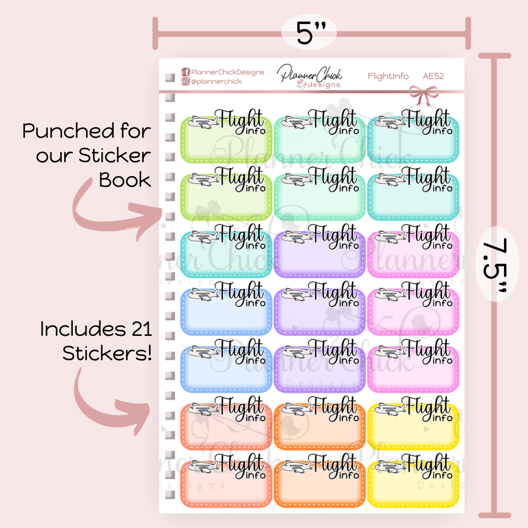 Flight Info Planner Stickers