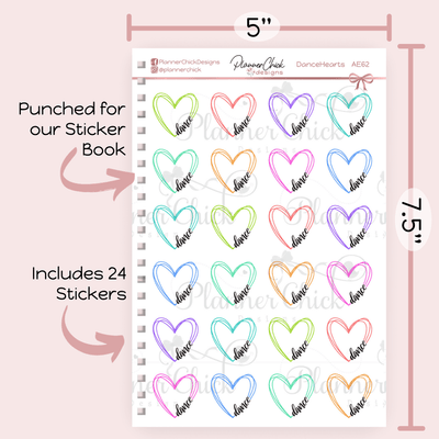 Dance Hearts Planner Stickers