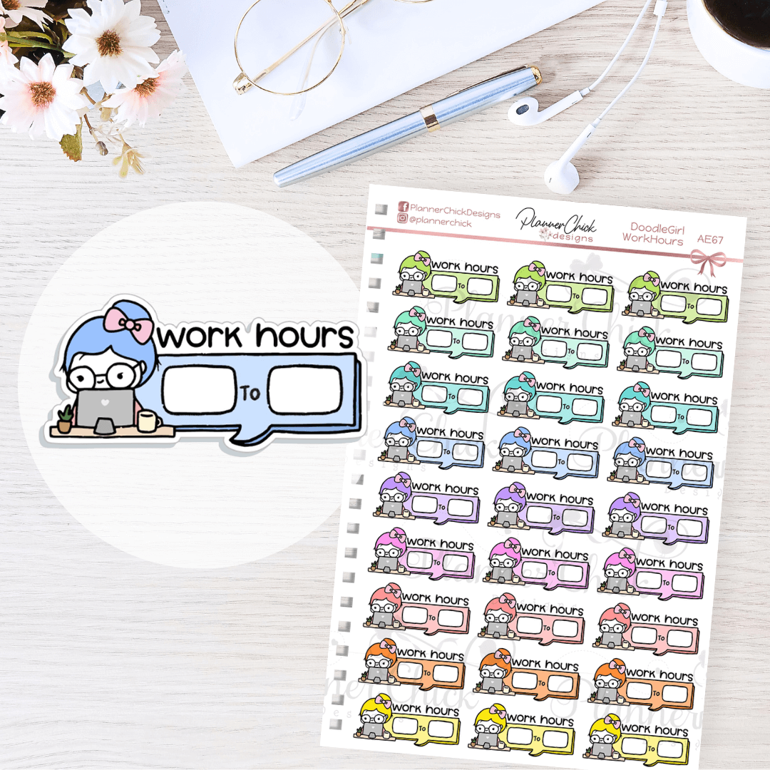 Doodle Work Hours Planner Stickers