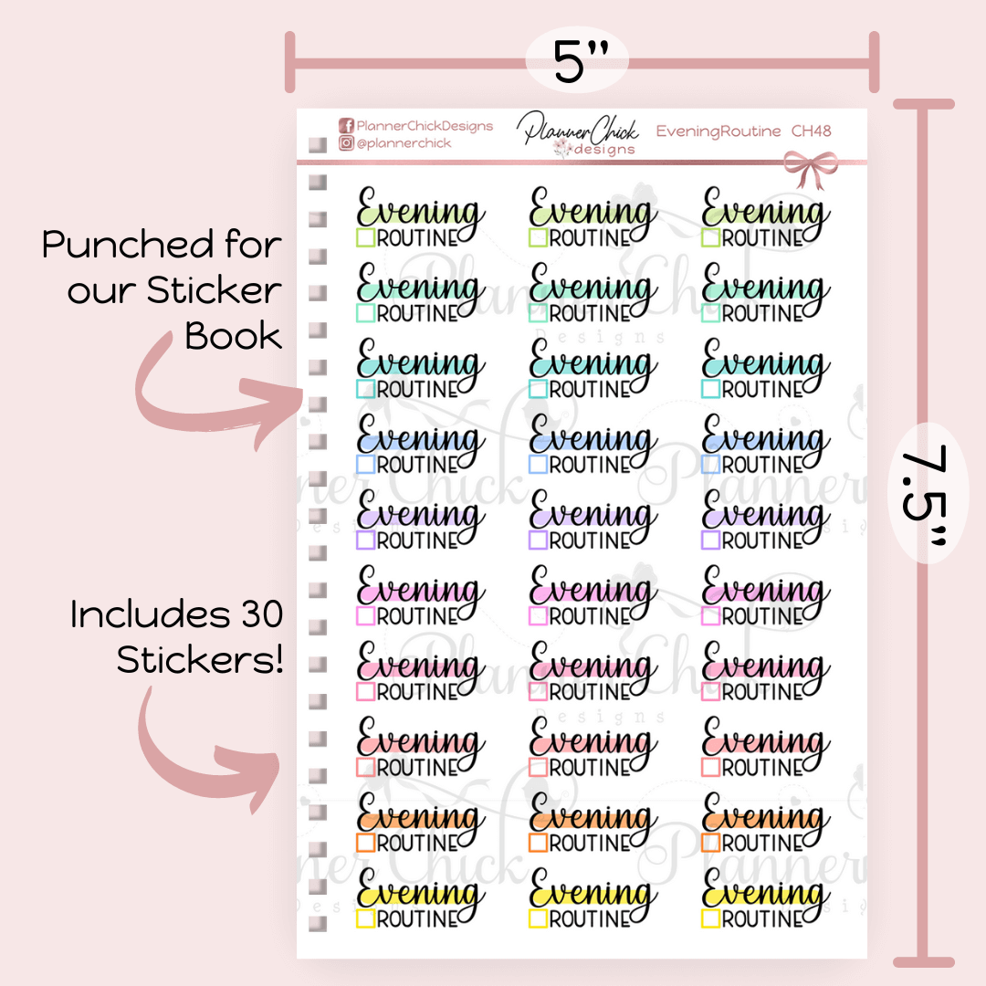 Evening Routine Planner Stickers