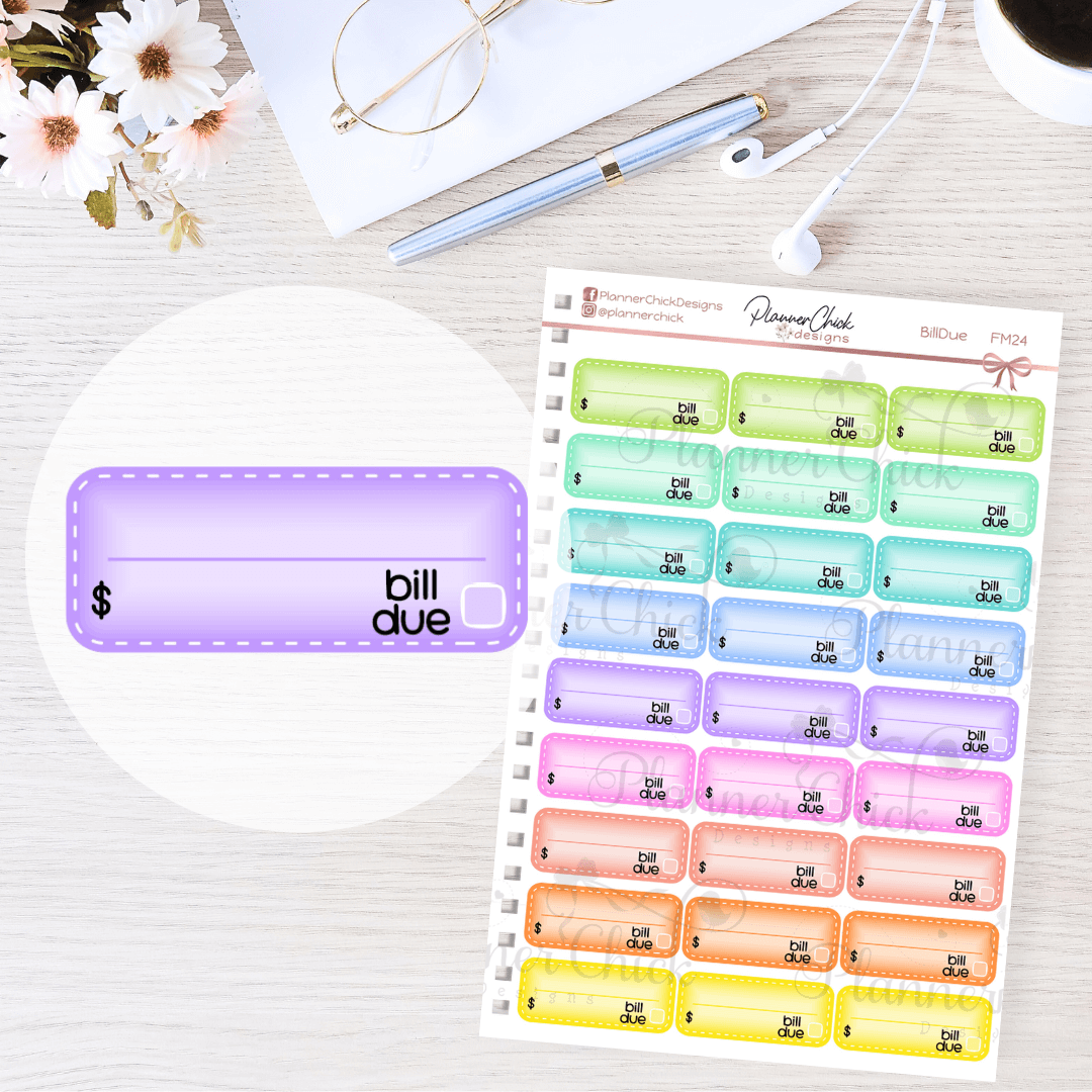 Bill Due Planner Stickers