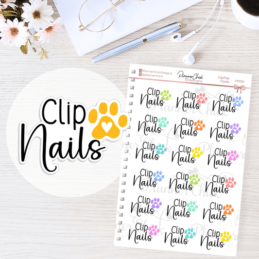 Clip Pet Nails Planner Stickers