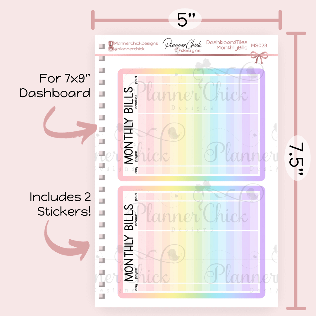 Dashboard Tiles ~ Monthly Bills