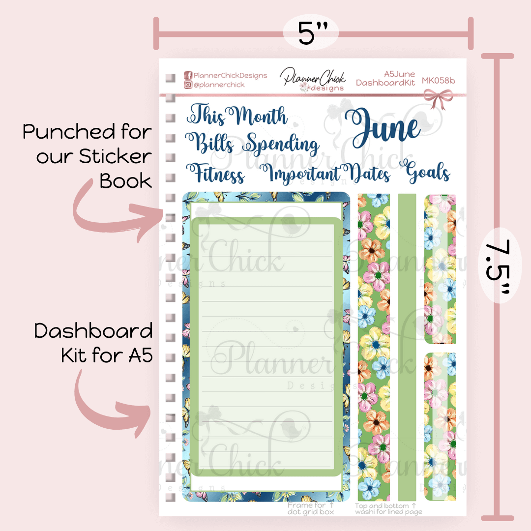 Dashboard Kit for A5 ~ Summer Meadow (for June)