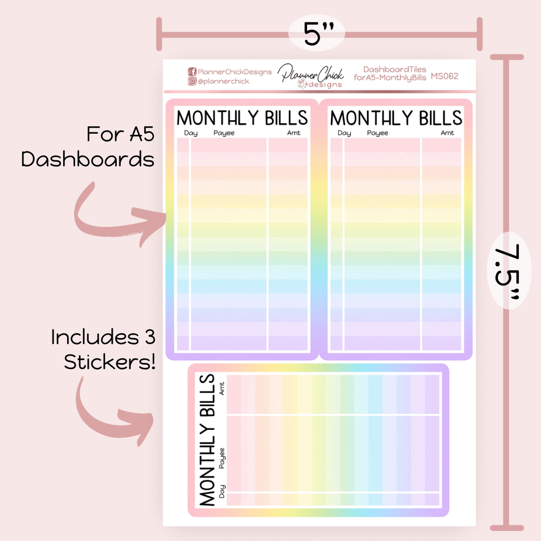 Dashboard Tiles ~ Monthly Bills