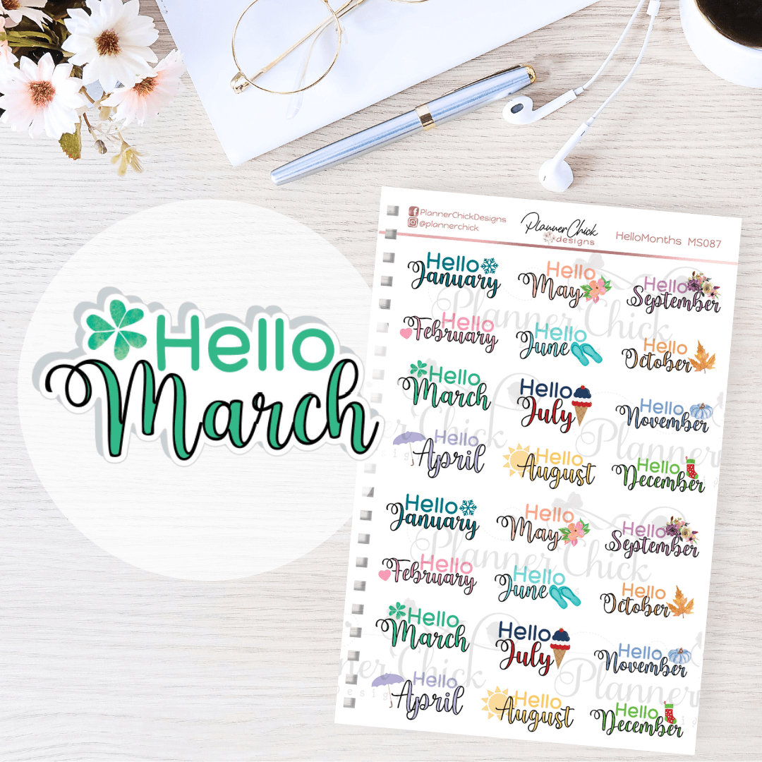 Hello Months Planner Stickers