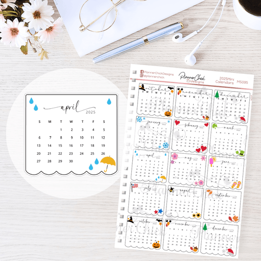 2025 Mini Calendar Planner Stickers