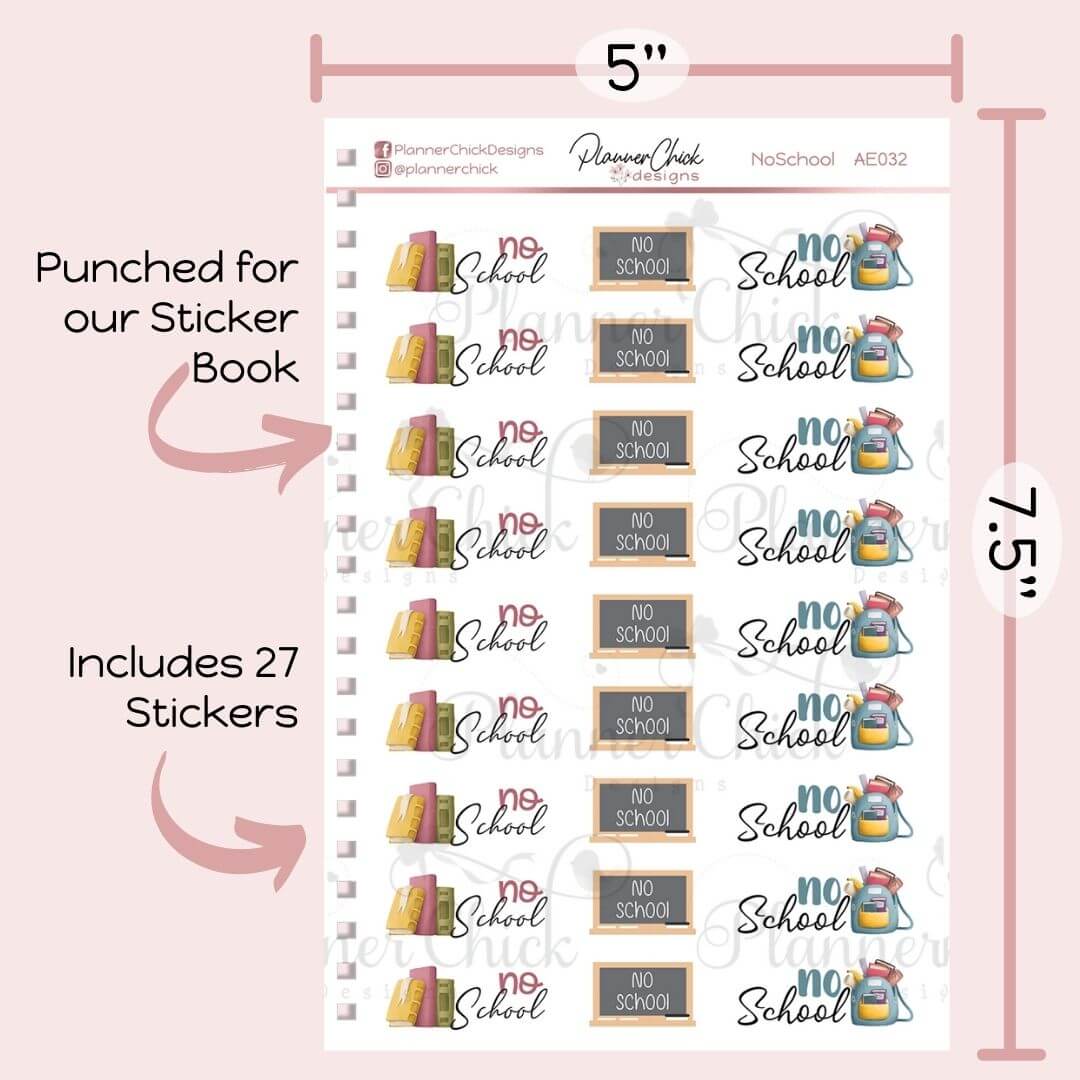 No School Planner Stickers