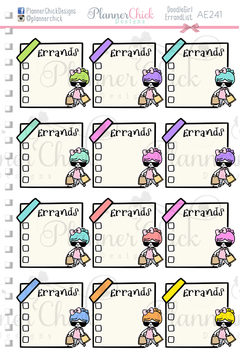 Doodle Girl ~ Errands Checklist