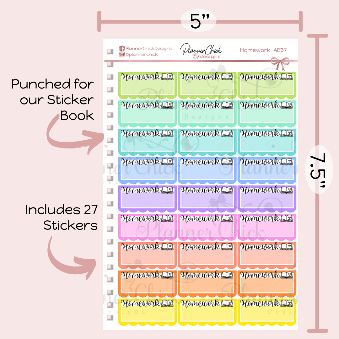 Homework Planner Stickers