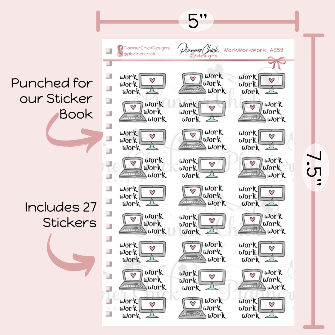 Work Work Work Doodle Planner Stickers