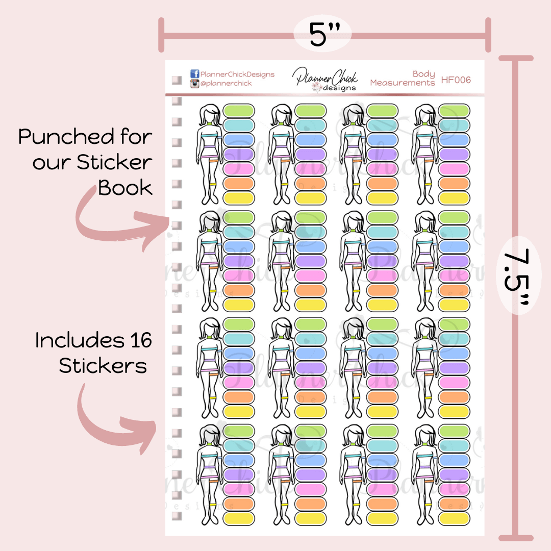 Body Measurements Planner Stickers