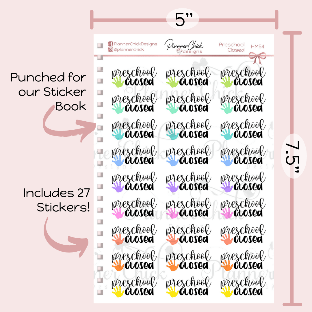 Preschool Closed Planner Stickers