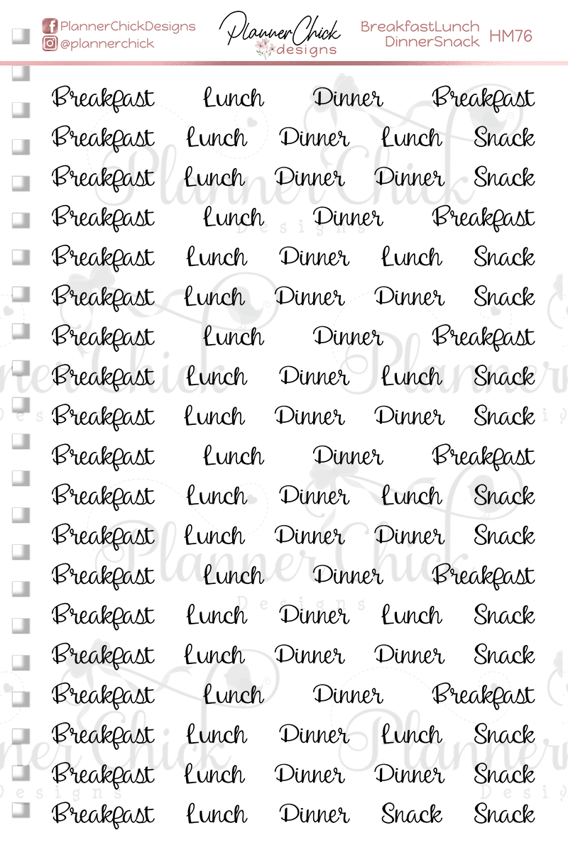 Breakfast, Lunch, Dinner & Snack Planner Stickers