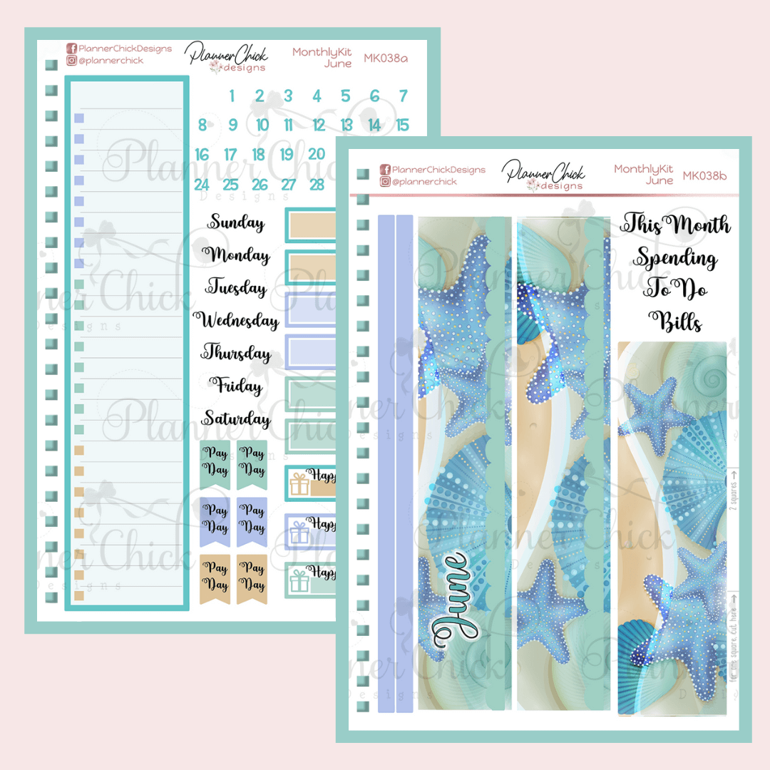 Monthly & Dashboard Kits ~ Seashore (for June)