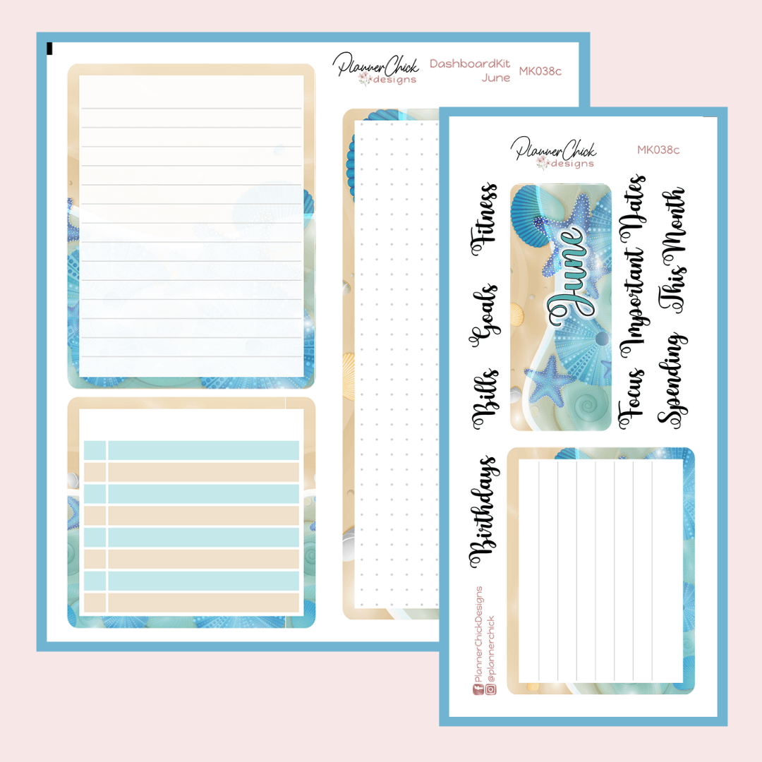 Monthly & Dashboard Kits ~ Seashore (for June)