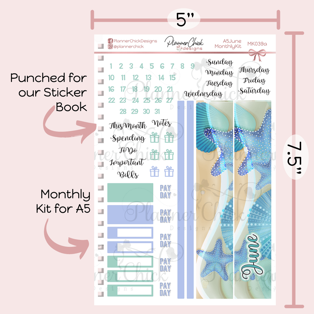 Monthly & Dashboard Kits ~ Seashore (for June)