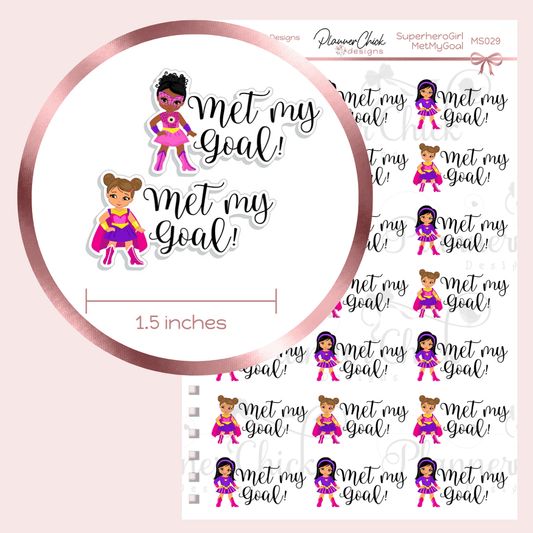 Superhero Girl Met My Goal Planner Stickers