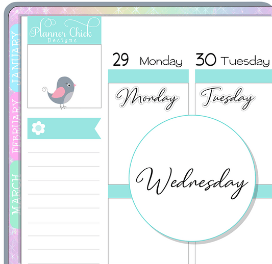 Script Font Weekdays