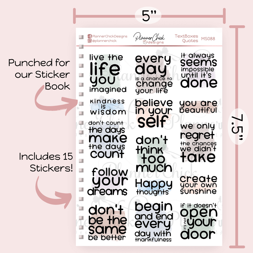 Watercolor Quotes Planner Stickers